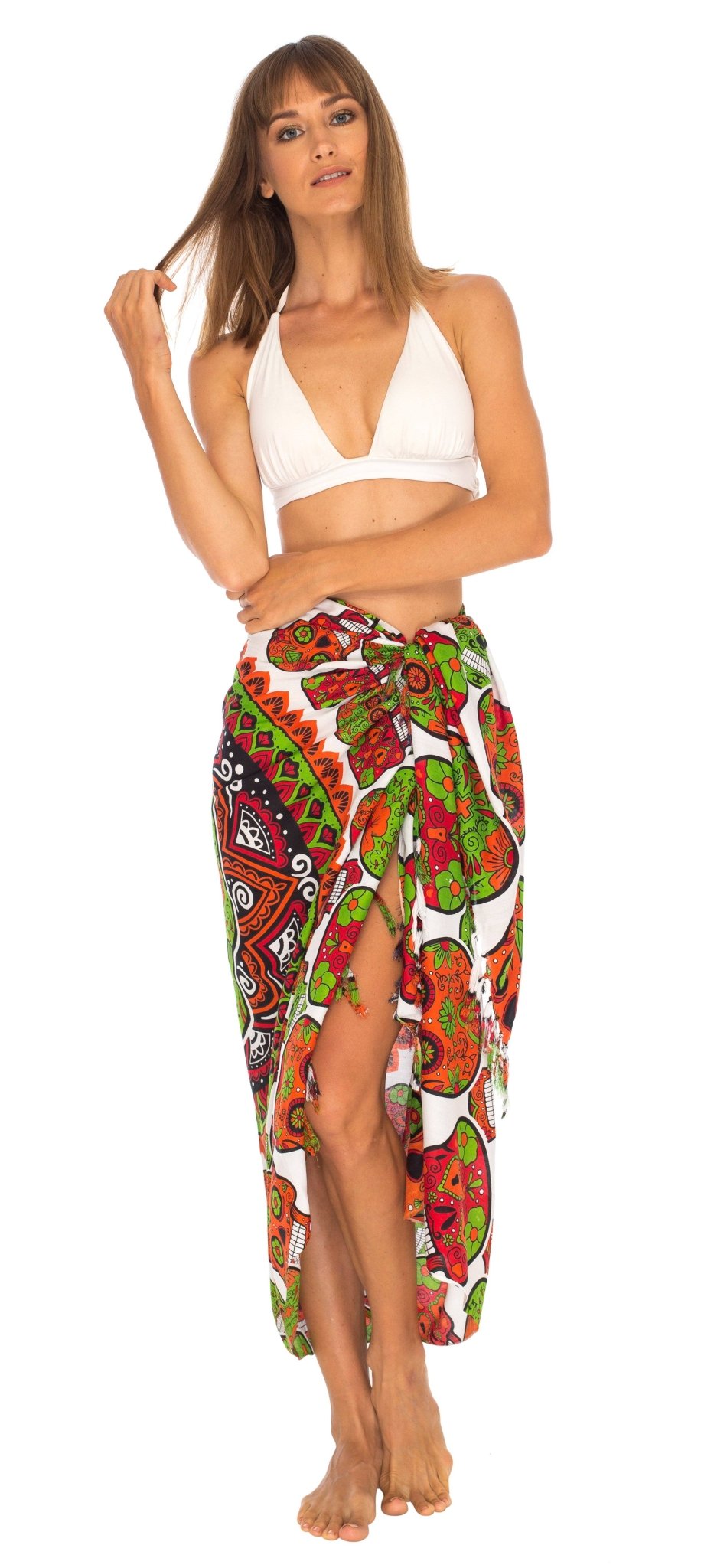 Sugar Skull Long Sarong with Fringe - Love ShuShi