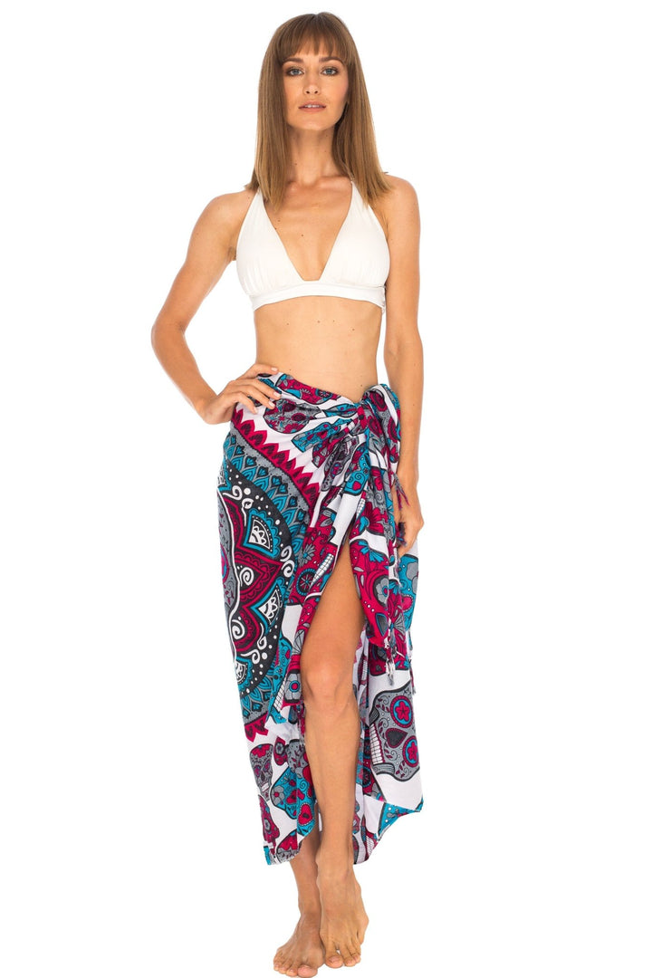 Sugar Skull Long Sarong with Fringe - Love ShuShi