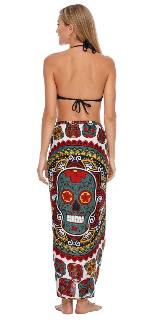 Sugar Skull Long Sarong with Fringe - Love ShuShi