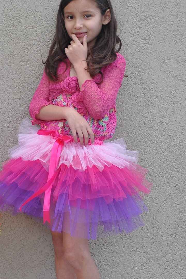 Tulle Tutu Layered Skirt with Ribbon Bow & Elastic Waistband - Love ShuShi