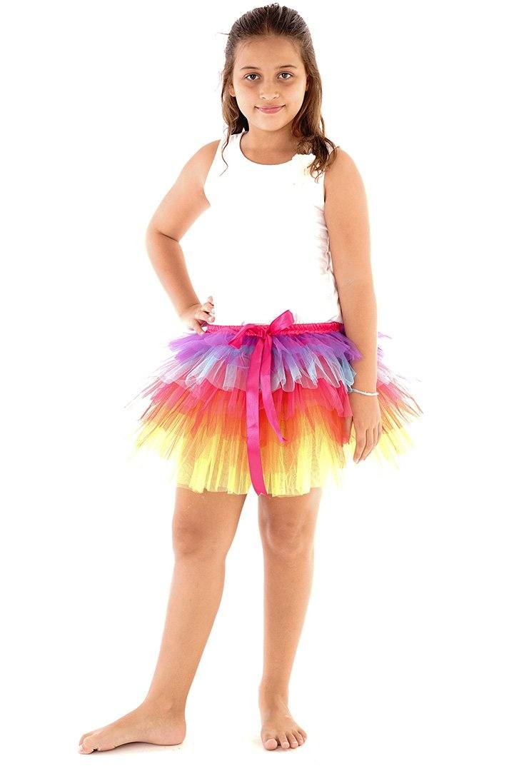 Tulle Tutu Layered Skirt with Ribbon Bow & Elastic Waistband - Love ShuShi