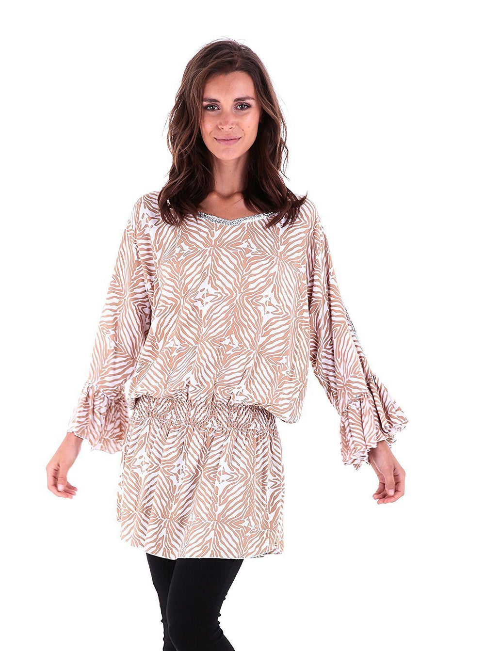 Tunic Top with Hand - Sewn Silver Sequins - Love ShuShi