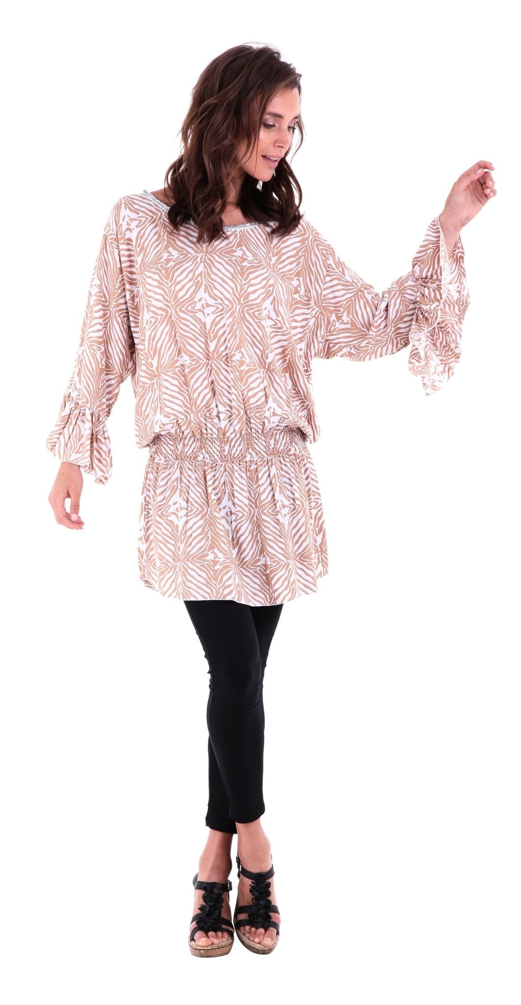 Tunic Top with Hand - Sewn Silver Sequins - Love ShuShi