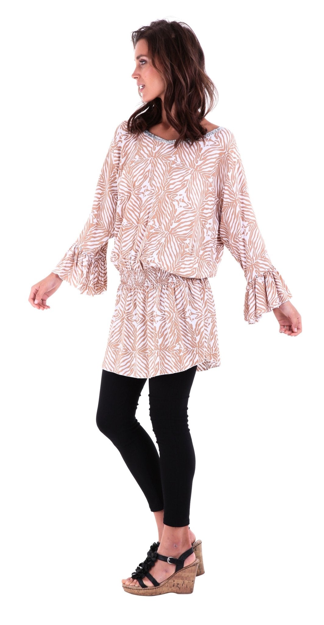 Tunic Top with Hand - Sewn Silver Sequins - Love ShuShi