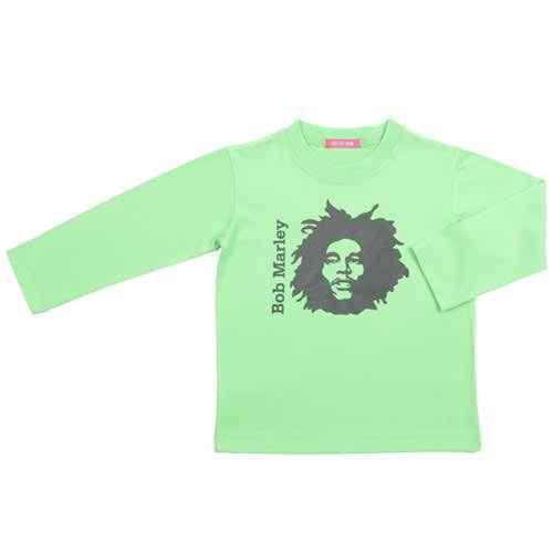 Bob Marley Long Sleeve Children's Graphic T-Shirt - Love-Shu-Shi - Green T-Shirt