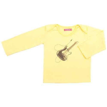 Guitar Long Sleeve Baby Graphic T-Shirt - Love-Shu-Shi - Yellow Long Sleeve T-Shirt