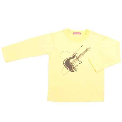 Guitar Long Sleeve Children's Graphic Tee - Love-Shu-Shi - Yellow Long Sleee Tee Shirt