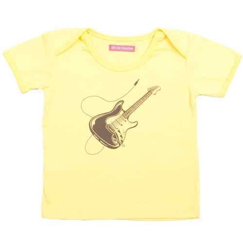Guitar Short Sleeve Baby Graphic Tee - Love-Shu-Shi - Yellow Tee