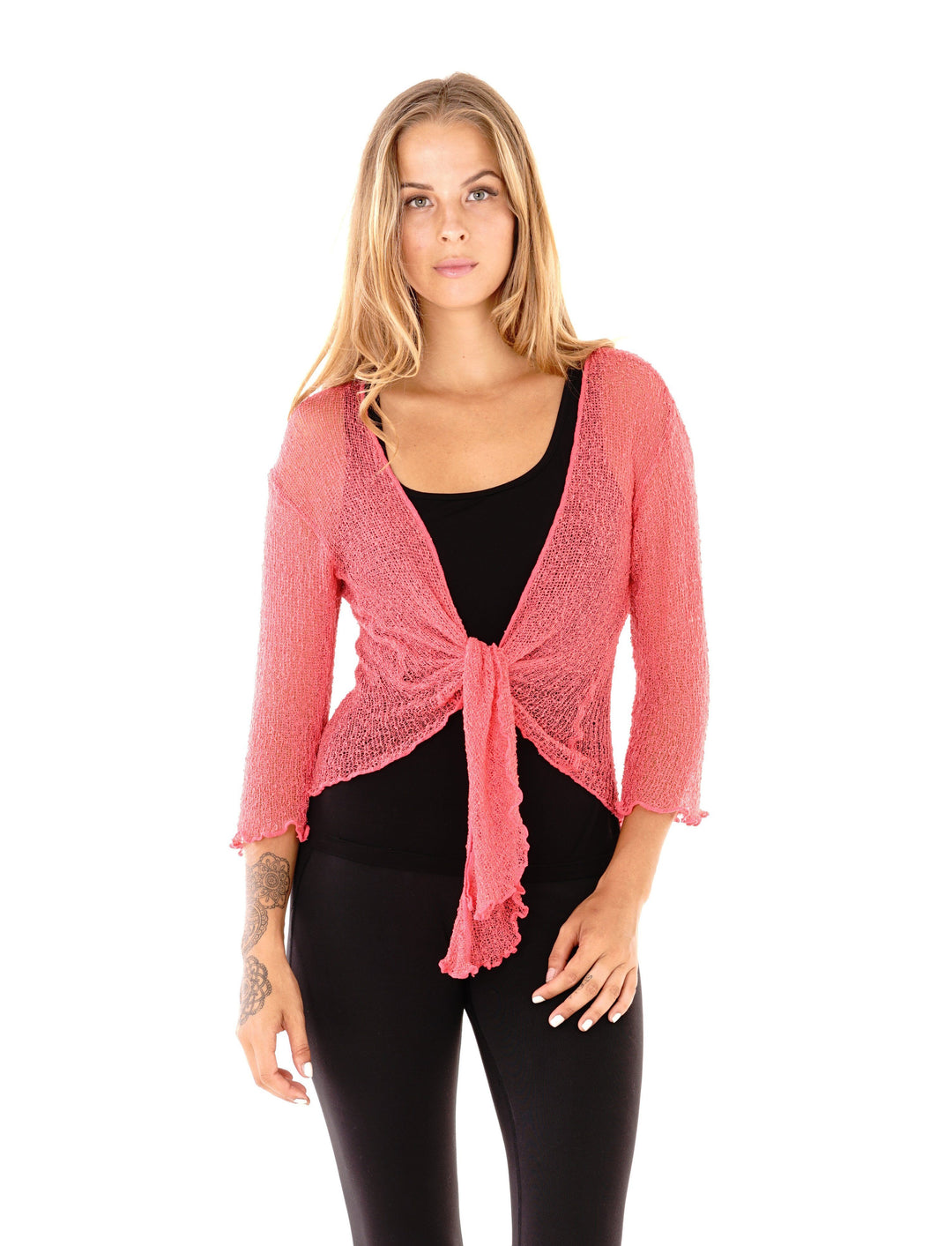 Knitted Tie Top Sheer Shrug - LOVE SHU SHI