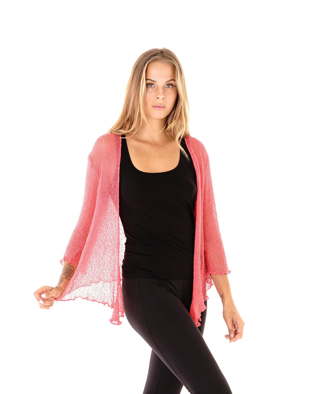 Knitted Tie Top Sheer Shrug - LOVE SHU SHI