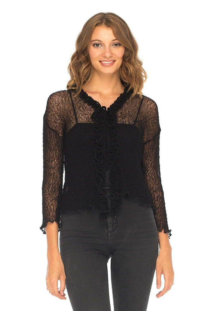 Ruffle Tie Top Shrug - Love-Shu-Shi