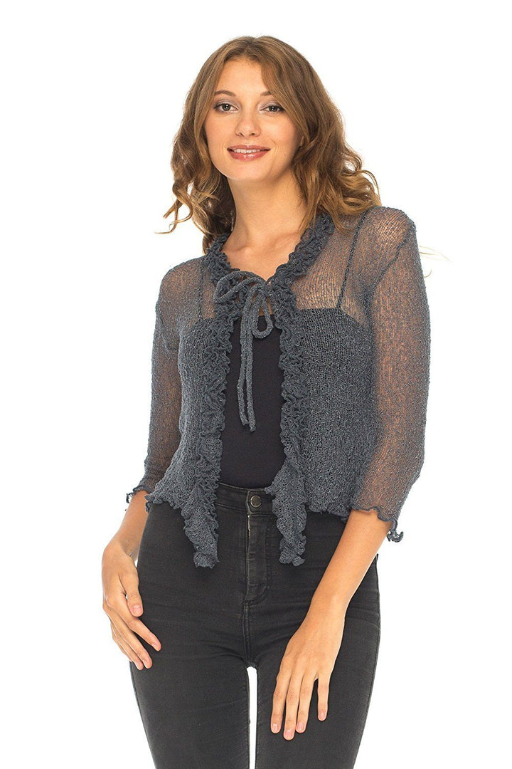 Ruffle Tie Top Shrug - Love-Shu-Shi