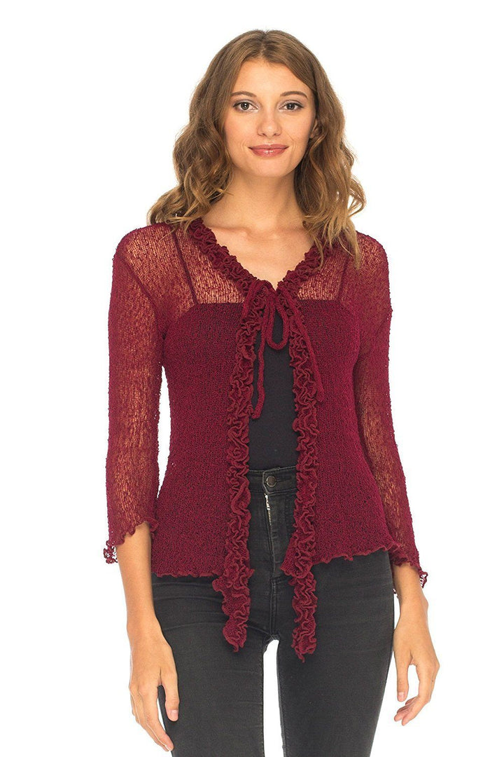 Ruffle Tie Top Shrug - Love-Shu-Shi