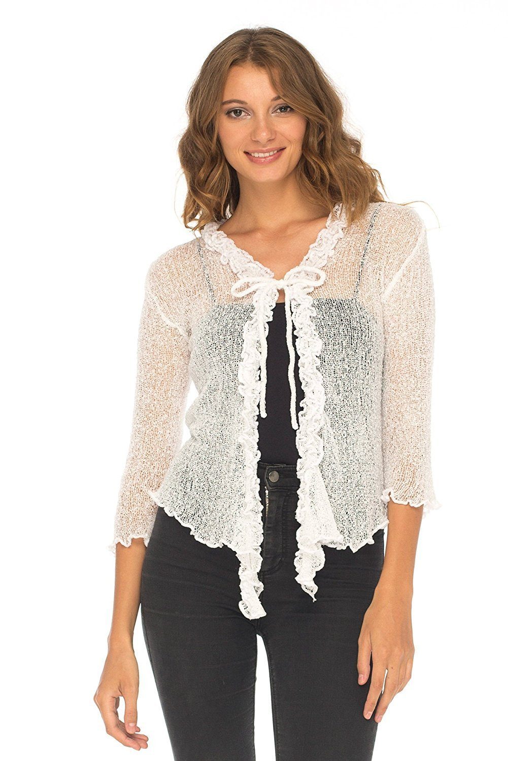 Ruffle Tie Top Shrug - Love-Shu-Shi