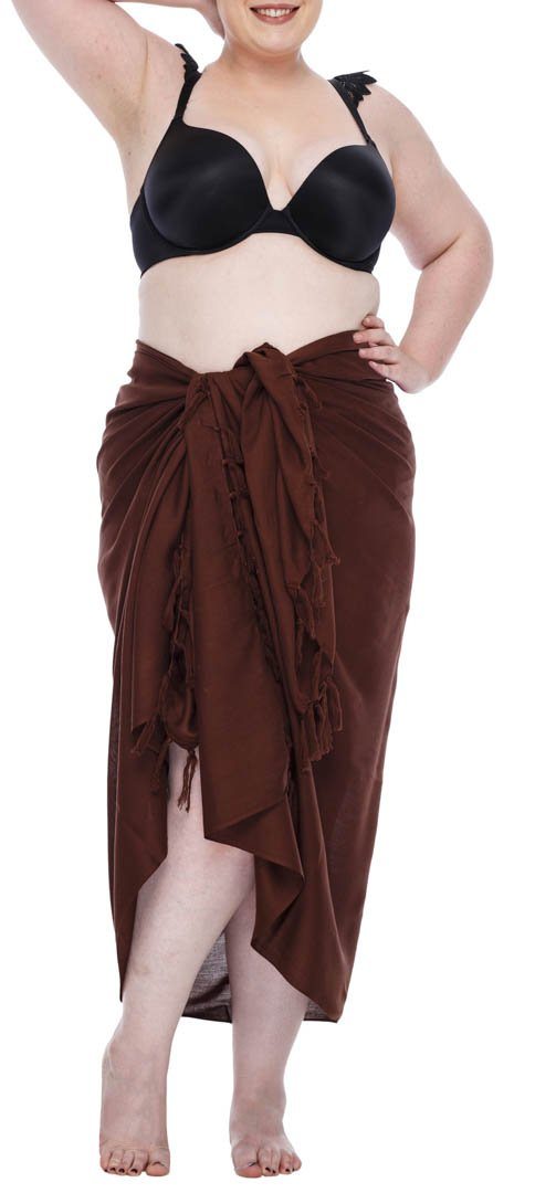 SHU - SHI Women's Plus Size Sarong Wrap Skirt - Solid Beach Cover - Up with Coconut Clip - Love ShuShi