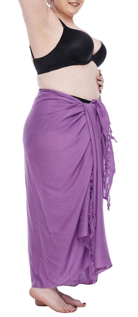 SHU - SHI Women's Plus Size Sarong Wrap Skirt - Solid Beach Cover - Up with Coconut Clip - Love ShuShi