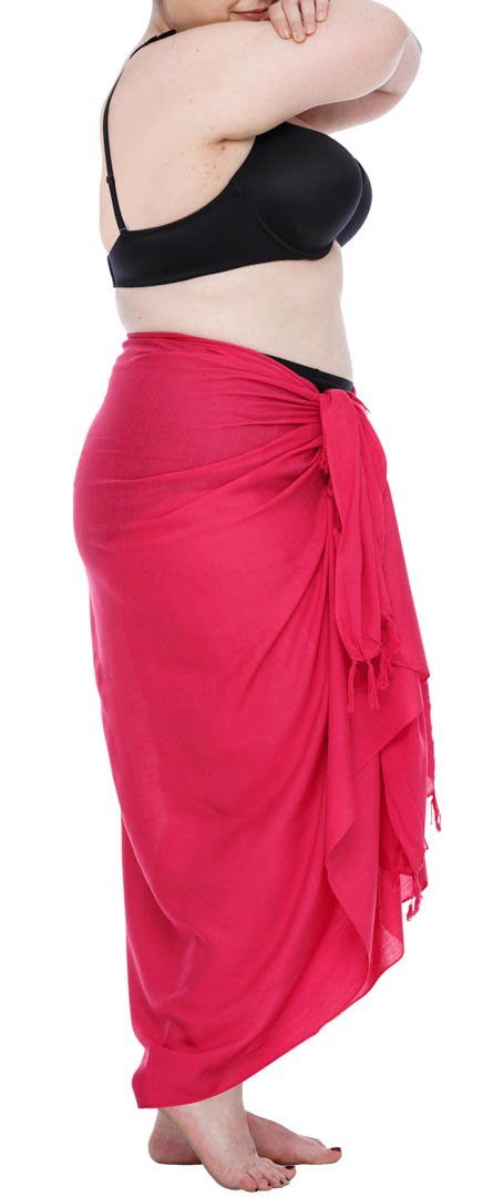 SHU - SHI Women's Plus Size Sarong Wrap Skirt - Solid Beach Cover - Up with Coconut Clip - Love ShuShi