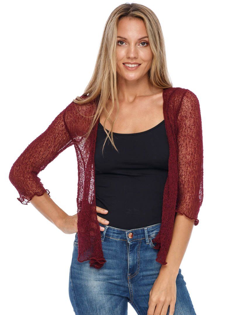 Knitted Tie Top Sheer Shrug - Love-Shu-Shi