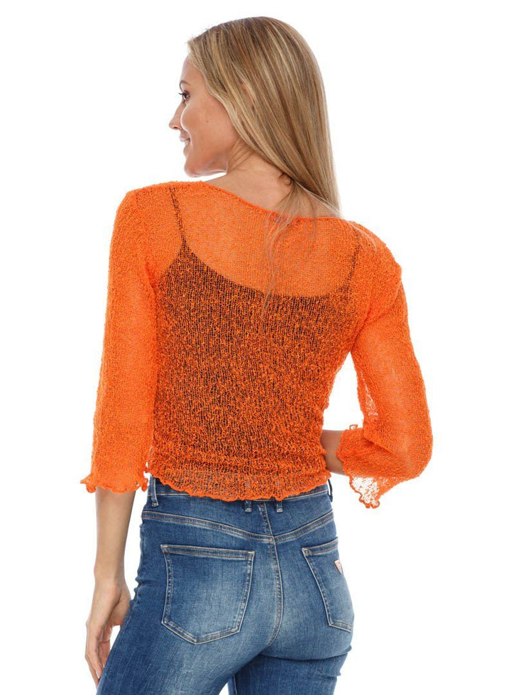 Knitted Tie Top Sheer Shrug - Love-Shu-Shi