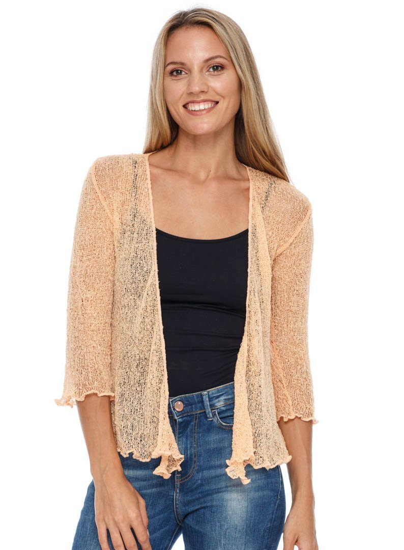 Knitted Tie Top Sheer Shrug - LOVE SHU SHI