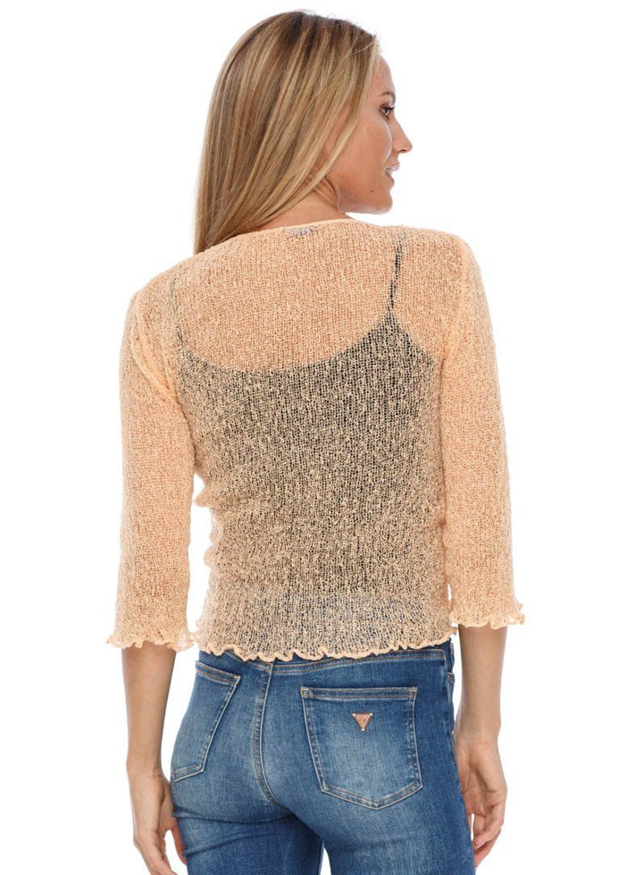 Knitted Tie Top Sheer Shrug - LOVE SHU SHI