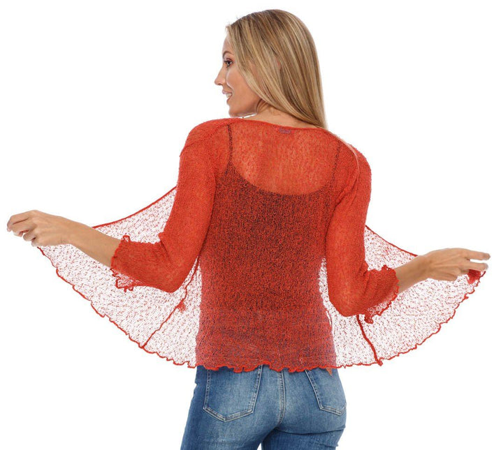 Knitted Tie Top Sheer Shrug - Love-Shu-Shi