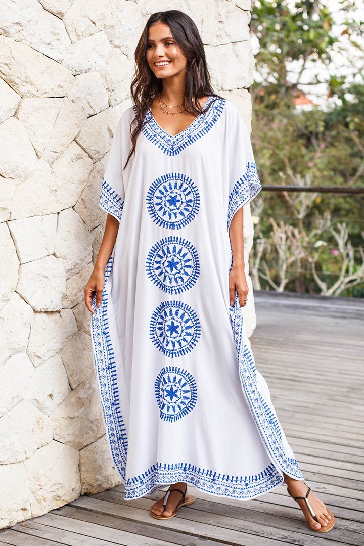 Kaftans | Embroidered Long Kaftan Dress For Ladies | Love Shushi