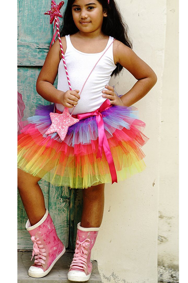 Tulle Tutu Layered Skirt with Ribbon Bow & Elastic Waistband - Love-Shu-Shi