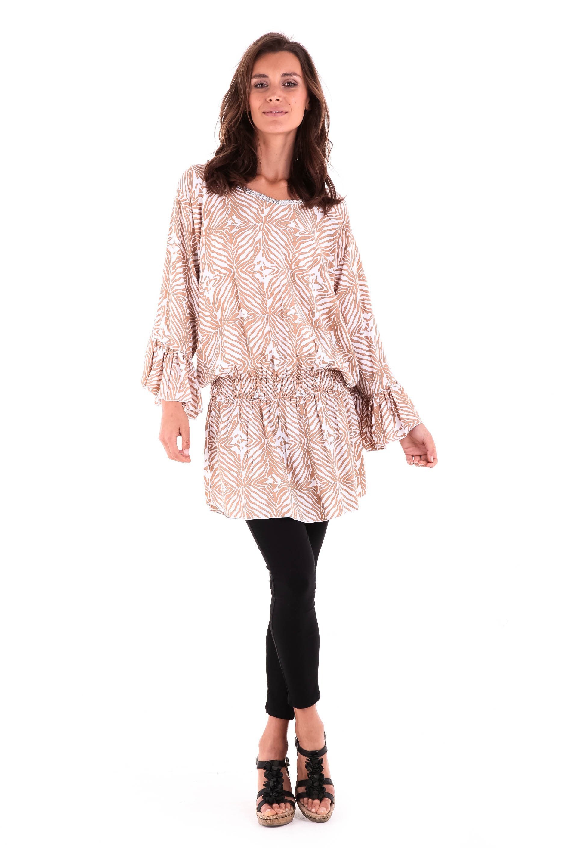 Tunic Top with Hand-Sewn Silver Sequins - Love-Shu-Shi