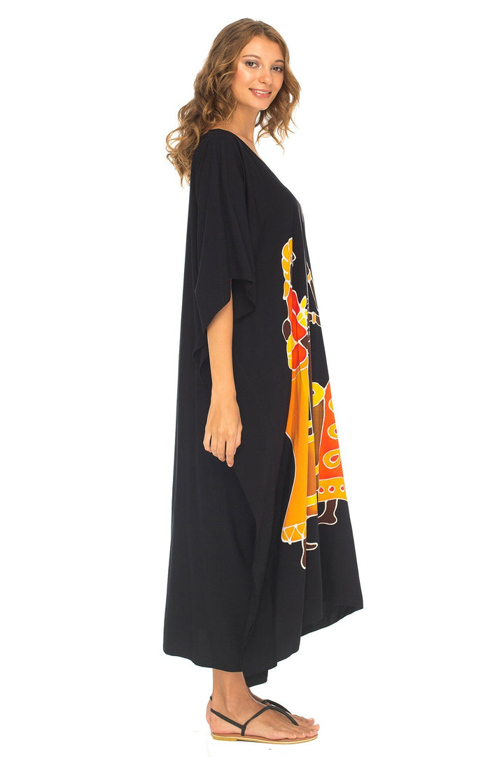 SHU - SHI Women's Long Kaftan Beach Maxi Dress - Casual Plus Size Cover Up - Love ShuShi