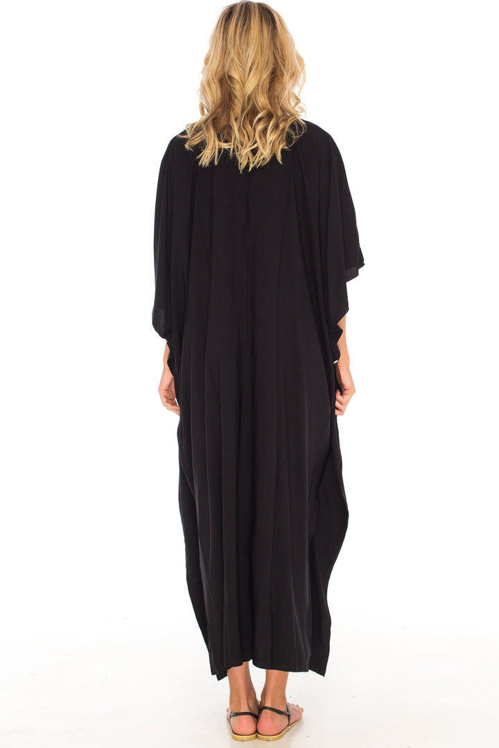 SHU - SHI Women's Long Kaftan Beach Maxi Dress - Casual Plus Size Cover Up - Love ShuShi