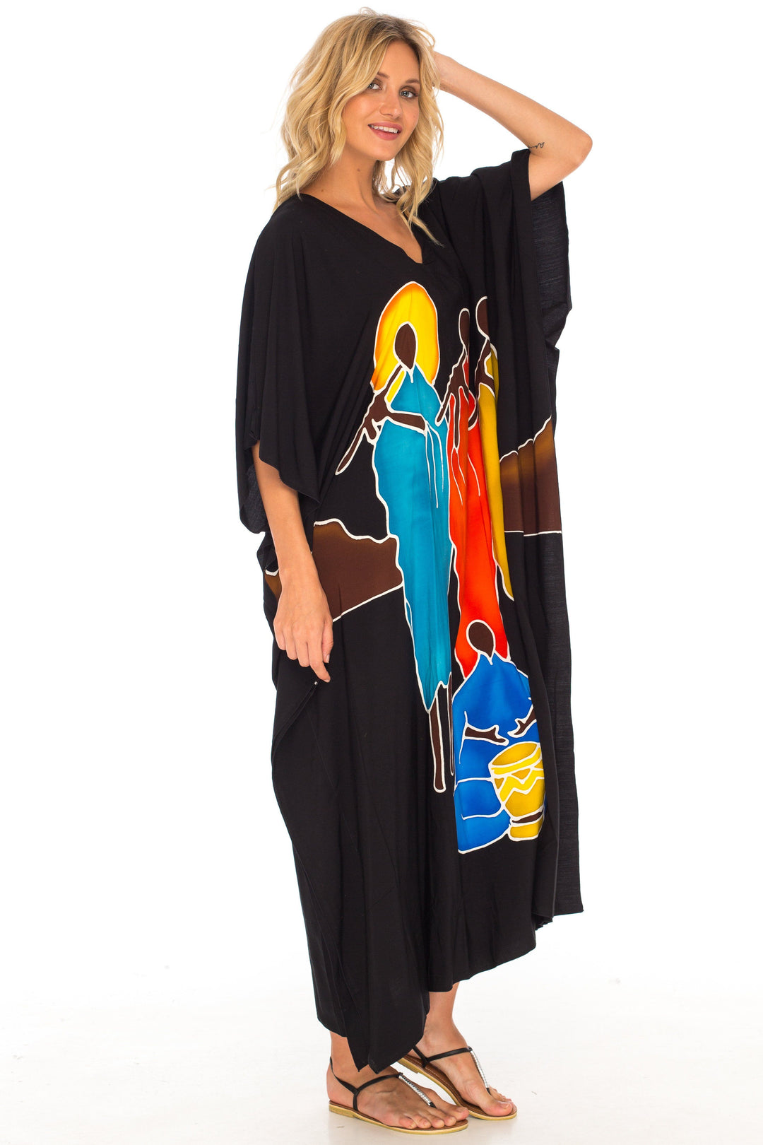 SHU - SHI Women's Long Kaftan Beach Maxi Dress - Casual Plus Size Cover Up - Love ShuShi