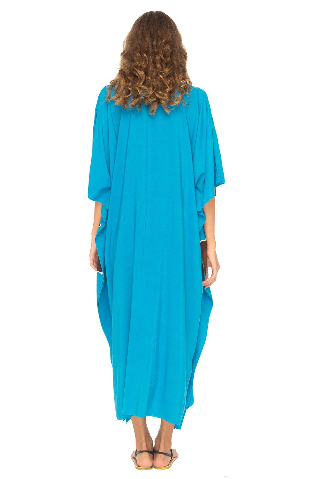 SHU - SHI Women's Long Kaftan Beach Maxi Dress - Casual Plus Size Cover Up - Love ShuShi