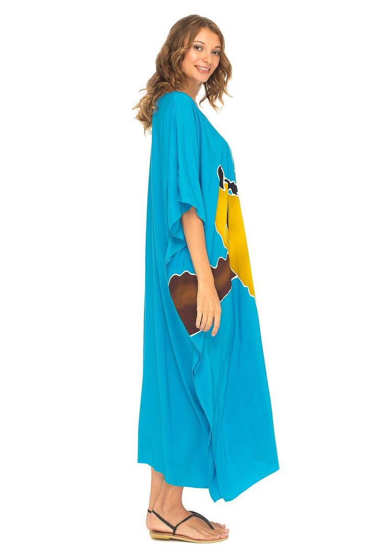 SHU - SHI Women's Long Kaftan Beach Maxi Dress - Casual Plus Size Cover Up - Love ShuShi