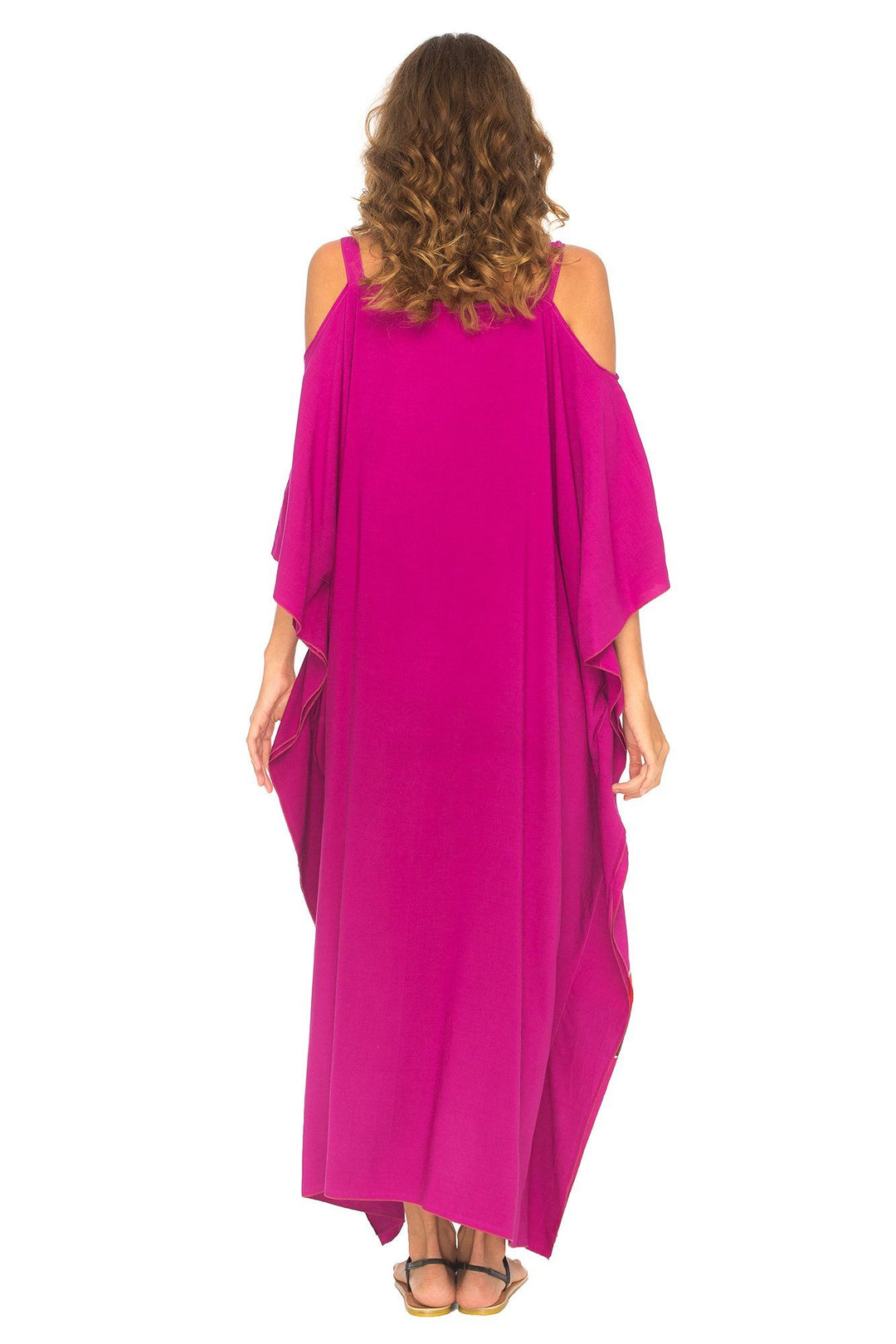 SHU - SHI Women's Kaftan Maxi Dress - Cold Shoulder, Casual Long Beach Cover - Up, Plus Size Caftan - Love ShuShi