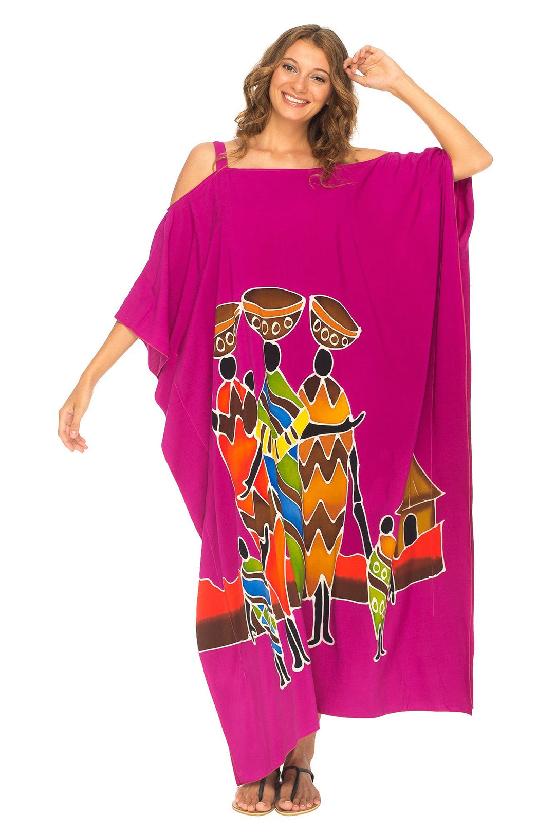 SHU - SHI Women's Kaftan Maxi Dress - Cold Shoulder, Casual Long Beach Cover - Up, Plus Size Caftan - Love ShuShi