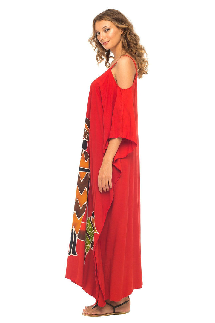 SHU - SHI Women's Kaftan Maxi Dress - Cold Shoulder, Casual Long Beach Cover - Up, Plus Size Caftan - Love ShuShi