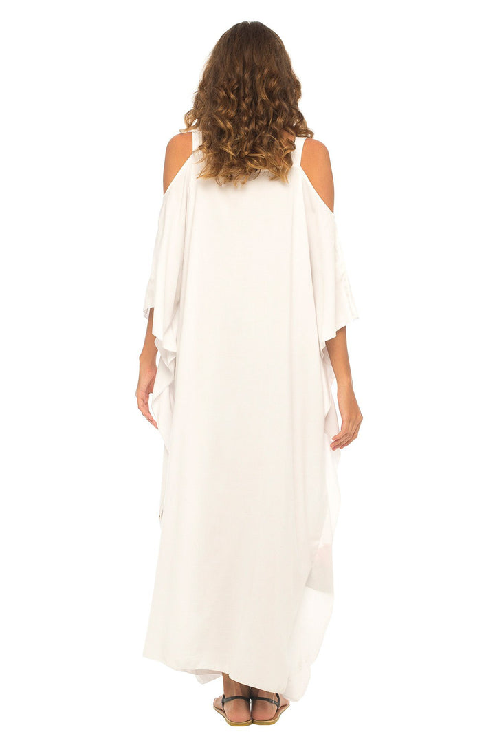 SHU - SHI Women's Kaftan Maxi Dress - Cold Shoulder, Casual Long Beach Cover - Up, Plus Size Caftan - Love ShuShi