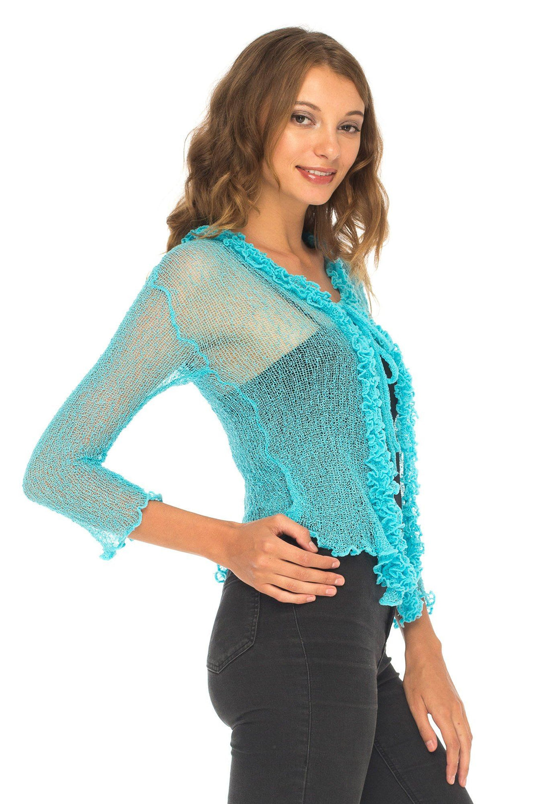 Ruffle Tie Top Shrug - Love-Shu-Shi