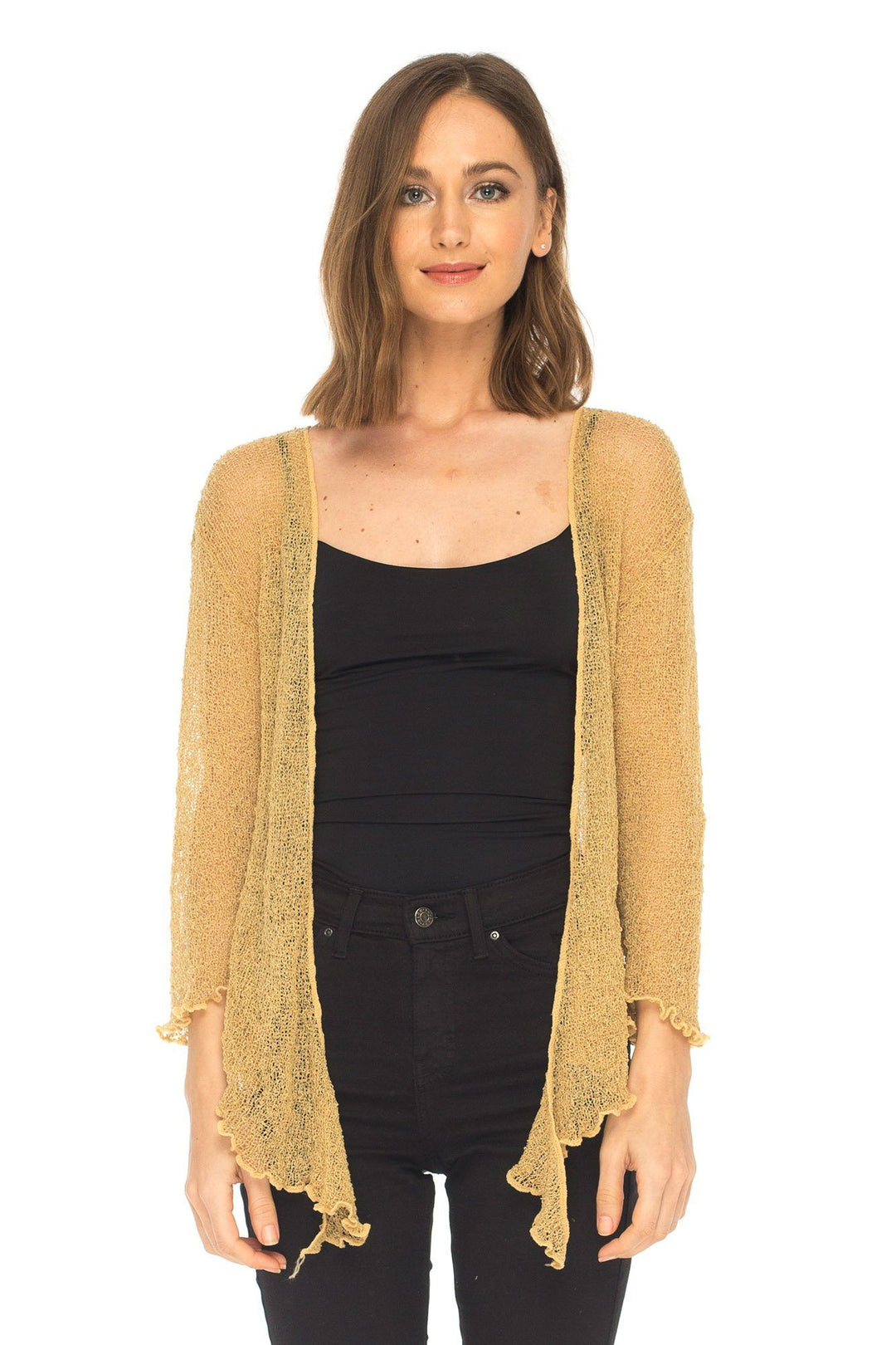 Knitted Tie Top Sheer Shrug - LOVE SHU SHI