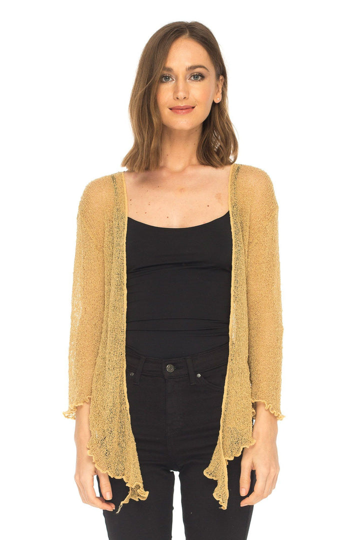 Knitted Tie Top Sheer Shrug - LOVE SHU SHI