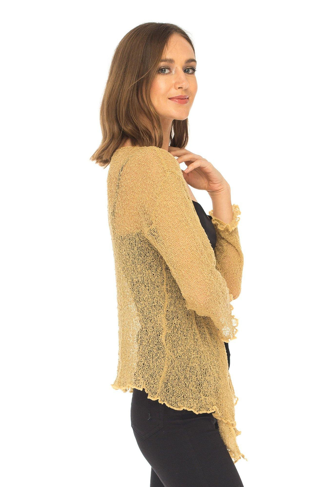 Knitted Tie Top Sheer Shrug - LOVE SHU SHI