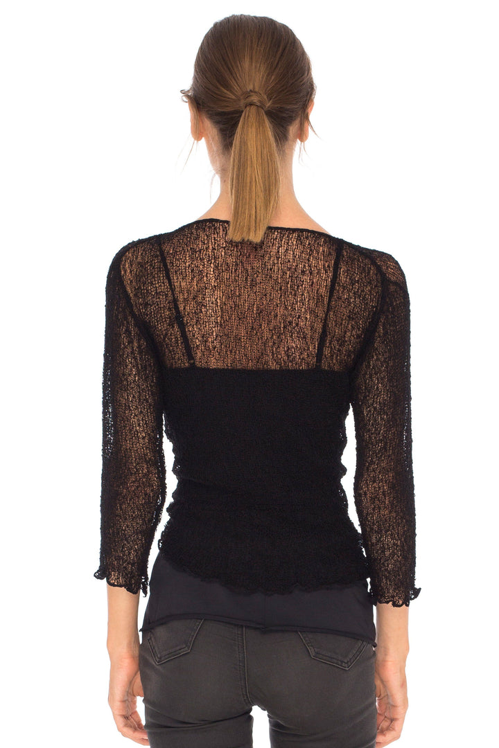 Knitted Tie Top Sheer Shrug - Love-Shu-Shi