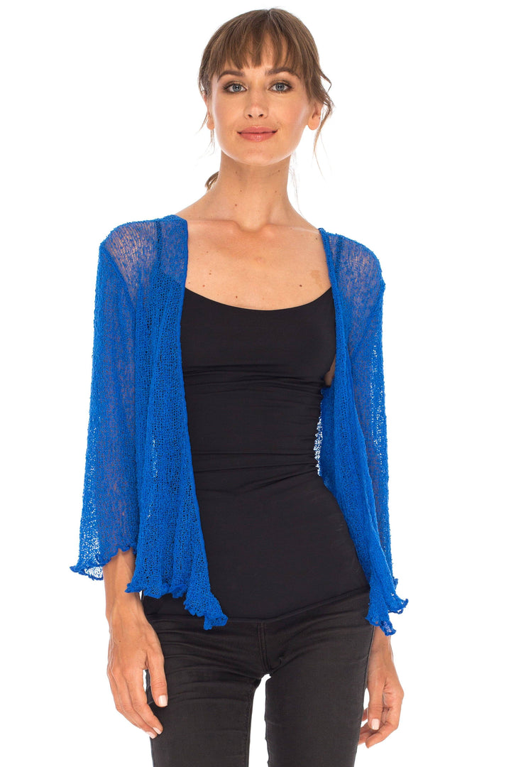 Knitted Tie Top Sheer Shrug - Love-Shu-Shi