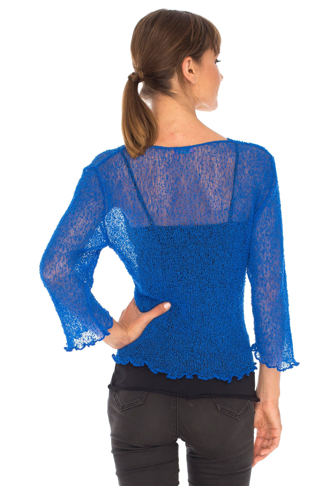 Knitted Tie Top Sheer Shrug - Love-Shu-Shi