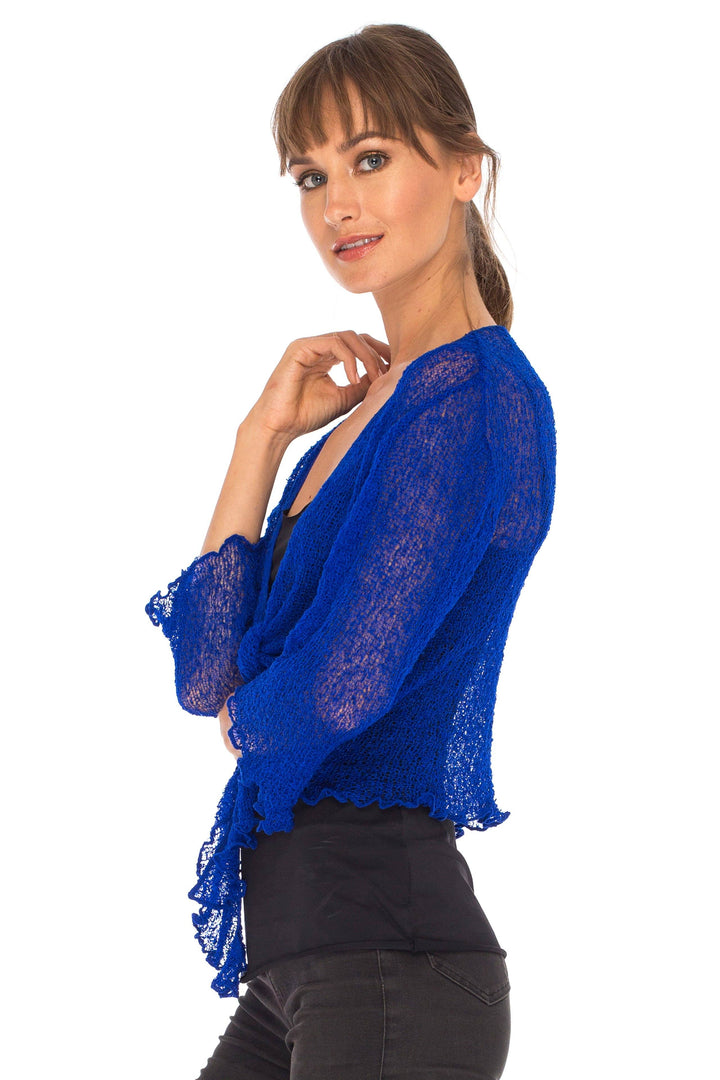 Knitted Tie Top Sheer Shrug - Love-Shu-Shi