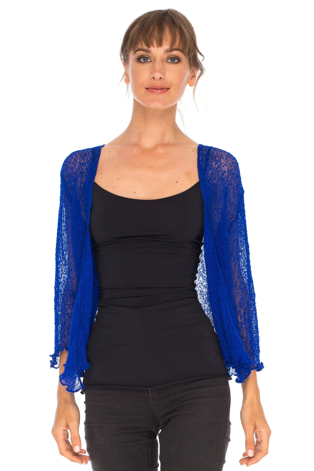 Knitted Tie Top Sheer Shrug - Love-Shu-Shi