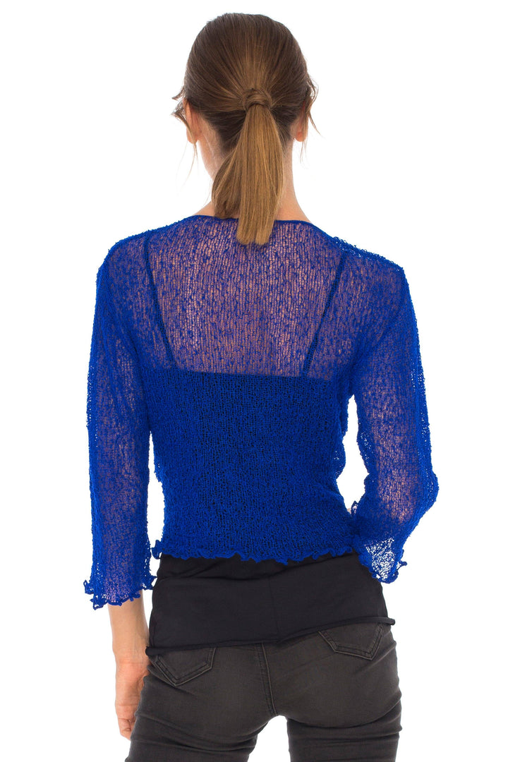 Knitted Tie Top Sheer Shrug - Love-Shu-Shi