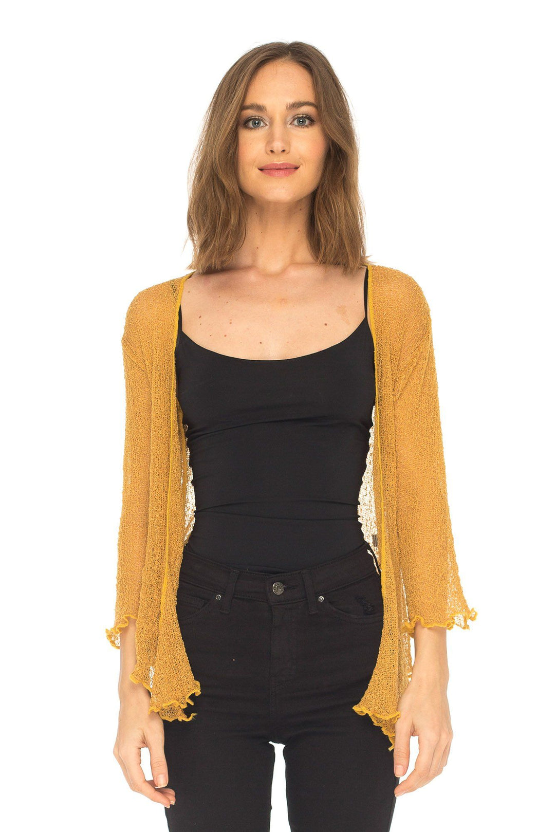 Knitted Tie Top Sheer Shrug - Love-Shu-Shi