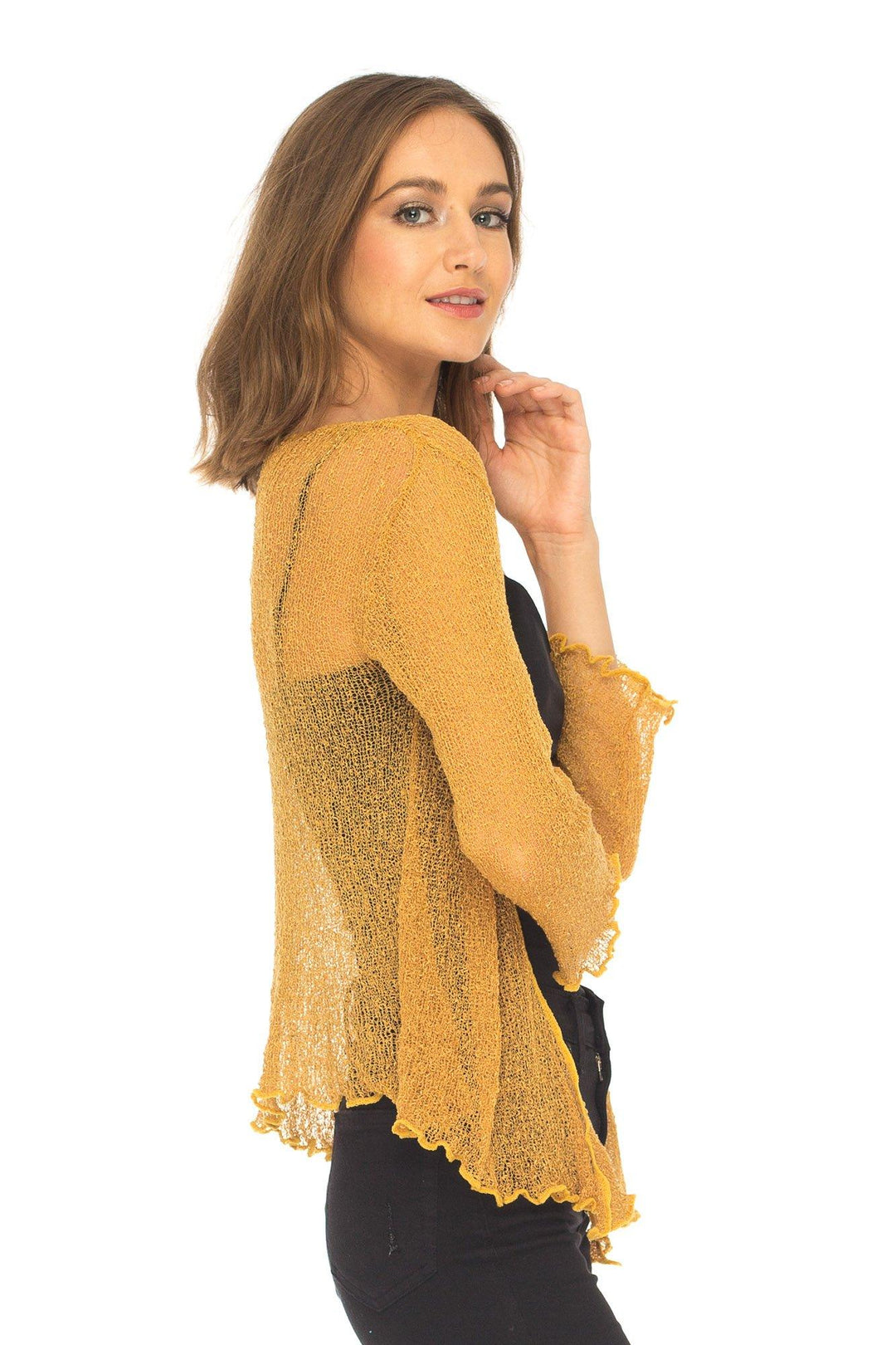 Knitted Tie Top Sheer Shrug - Love-Shu-Shi